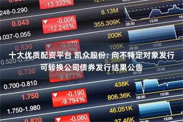 十大优质配资平台 凯众股份: 向不特定对象发行可转换公司债券发行结果公告